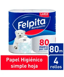 FELPITA PAPEL HIGIENICO BLANQUÍSIMO SIMPLE HOJA  4X80MT