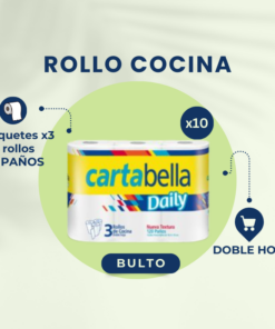 ¡BULTO COMPLETO! ROLLO DE COCINA 10X3X40 PAÑOS CARTABELLA