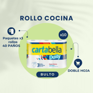 ¡BULTO COMPLETO! ROLLO DE COCINA 10X3X40 PAÑOS CARTABELLA