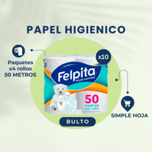 ¡BULTO COMPLETO! PAPEL HIGIENICO SIMPLE HOJA 10X4X50 MTS. FELPITA
