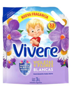 SUAVIZANTE VIOLETAS Y FLORES BLANCAS DOY PACK X 3 LT. VIVERE