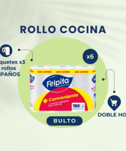 BULTO COMPLETO ROLLO DE COCINA 6X3X60 PAÑOS FELPITA