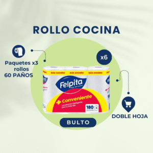 BULTO COMPLETO ROLLO DE COCINA 6X3X60 PAÑOS FELPITA
