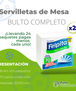 BULTO COMPLETO SERVILLETAS BLANCAS 24X1X70 UNID 32X30 CM