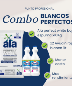COMBO 11: ALA PERFECT WHITE 10 KG + 2  AYUDIN LAVANDINA 1 LT
