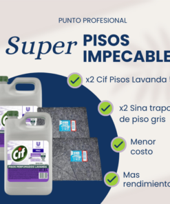 COMBO 14: 2 CIF PISOS LAVANDA 5 LT + 2 TRAPOS DE PISO GRIS SINA