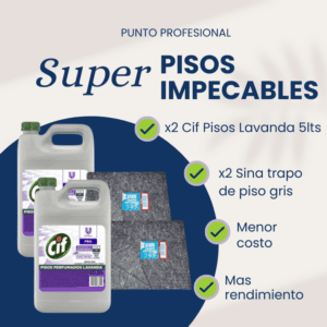 COMBO PISOS: 2 CIF PISOS LAVANDA 5 LT + 2 TRAPOS DE PISO GRIS SINA