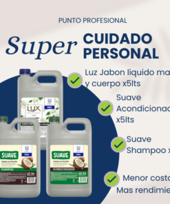COMBO 12: SUAVE SHAMPOO 5LT + SUAVE ACONDICIONADOR 5LT  + LUX JABON 5LT