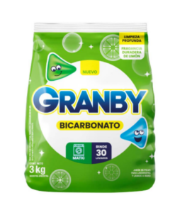 GRANBY JABON POLVO BAJA ESPUMA LIMON C/BICARBONATO 3KG