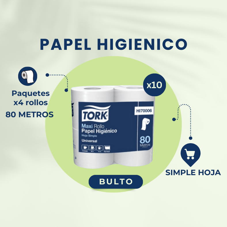 ¡BULTO COMPLETO! TORK PAPEL HIGIENICO HOJA SIMPLE 10X40 X80 MTS