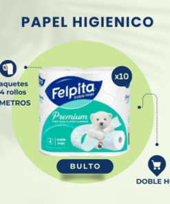 ¡BULTO COMPLETO! FELPITA PAPEL HIGIENICO DOBLE HOJA 10X4X20MTS