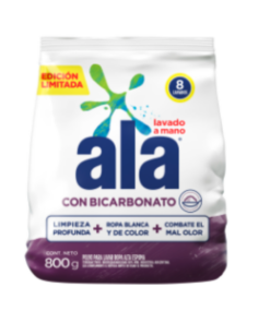 ALA POLVO LAVADO A MANO C/BICARBONATO 800GR