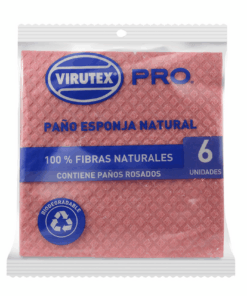 VIRUTEX PRO PAÑO ESPONJA NATURAL ROSADO X6 UNIDADES