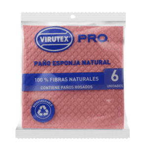 VIRUTEX PRO PAÑO ESPONJA NATURAL ROSADO X6 UNIDADES
