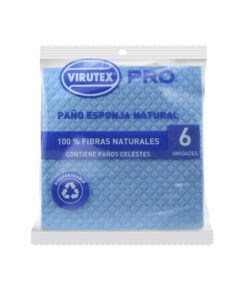 VIRUTEX PRO PAÑO ESPONJA NATURAL CELESTE X6 UNIDADES