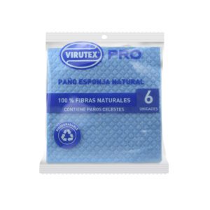 VIRUTEX PRO PAÑO ESPONJA NATURAL CELESTE X6 UNIDADES