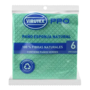 VIRUTEX PRO PAÑO ESPONJA NATURAL VERDE X6 UNIDADES