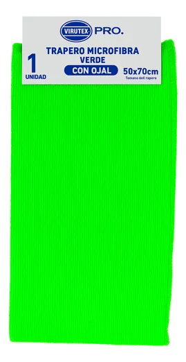 VIRUTEX PRO TRAPERO MICROFIBRA C/OJAL VERDE 50X70CM
