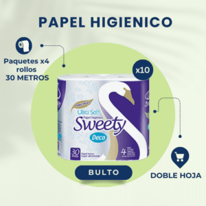 SWEETY BULTO PAPEL HIGIÉNICO DOBLE HOJA 10X4X30MT